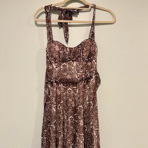 Brown Paisley Print Halter Dress - Size M
